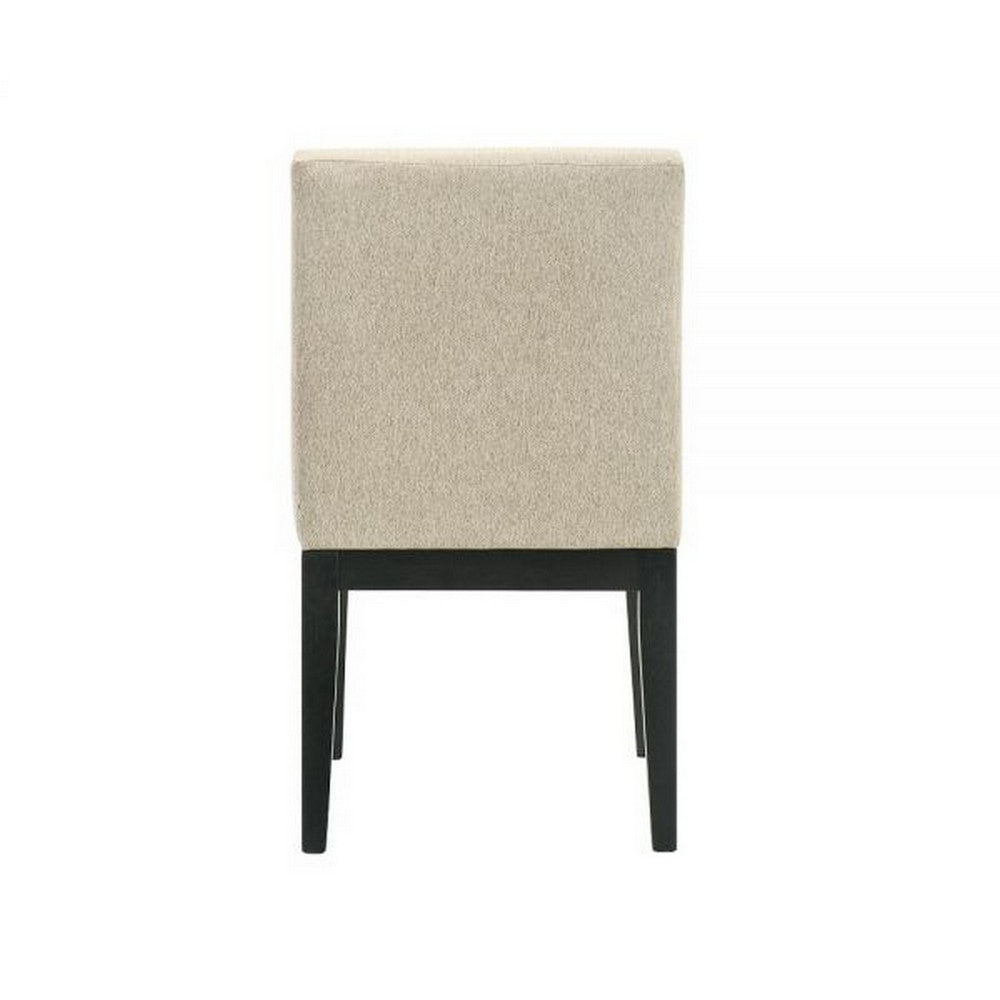 Fin 23 Inch Dining Chair Set of 2 Fabric Upholstery Beige and Black By Casagear Home BM309445