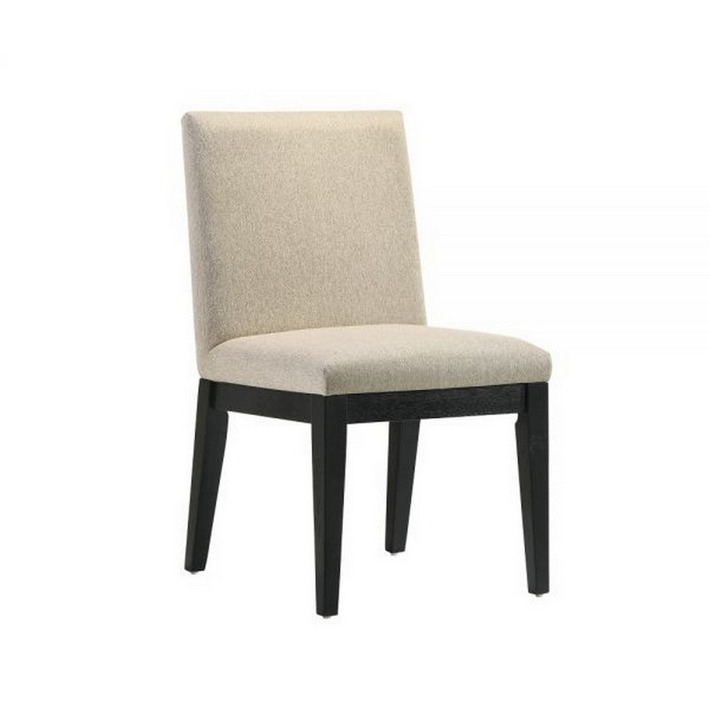 Fin 23 Inch Dining Chair Set of 2 Fabric Upholstery Beige and Black By Casagear Home BM309445