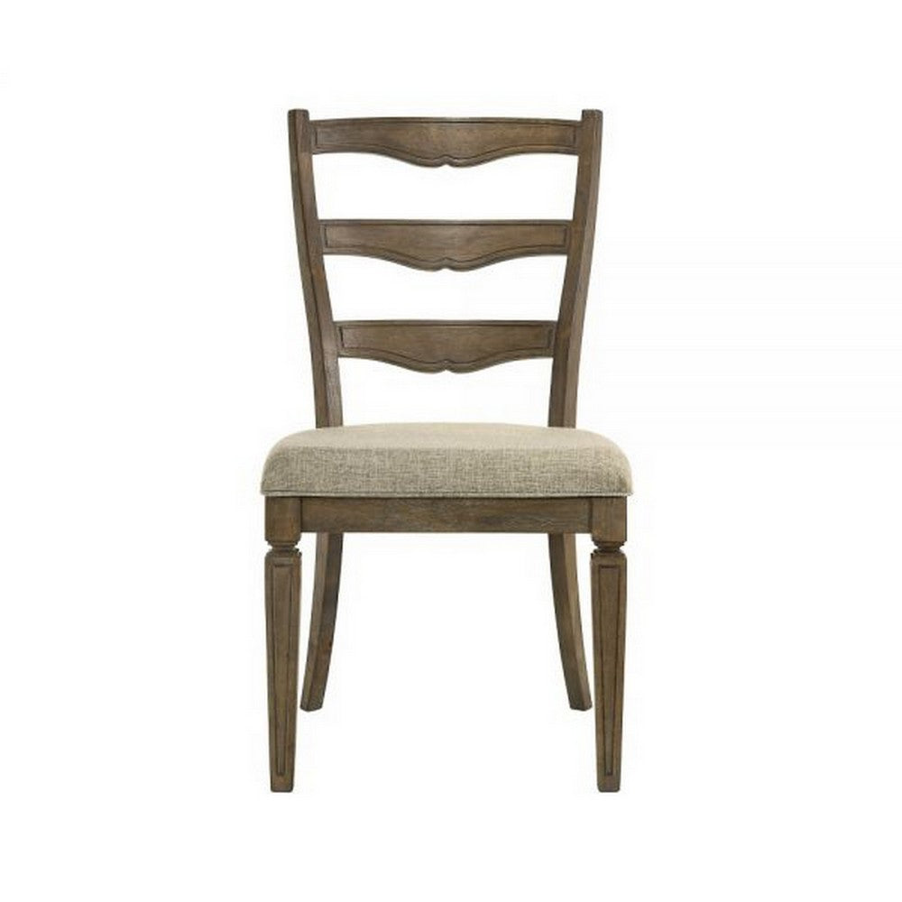 Stacy 19 Inch Dining Chair Set of 2 Fabric Upholstery Weathered Oak By Casagear Home BM309448