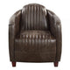 Bran 37 Inch Chair Leather Upholstery Cunninghamia Wood Distressed Brown By Casagear Home BM309449