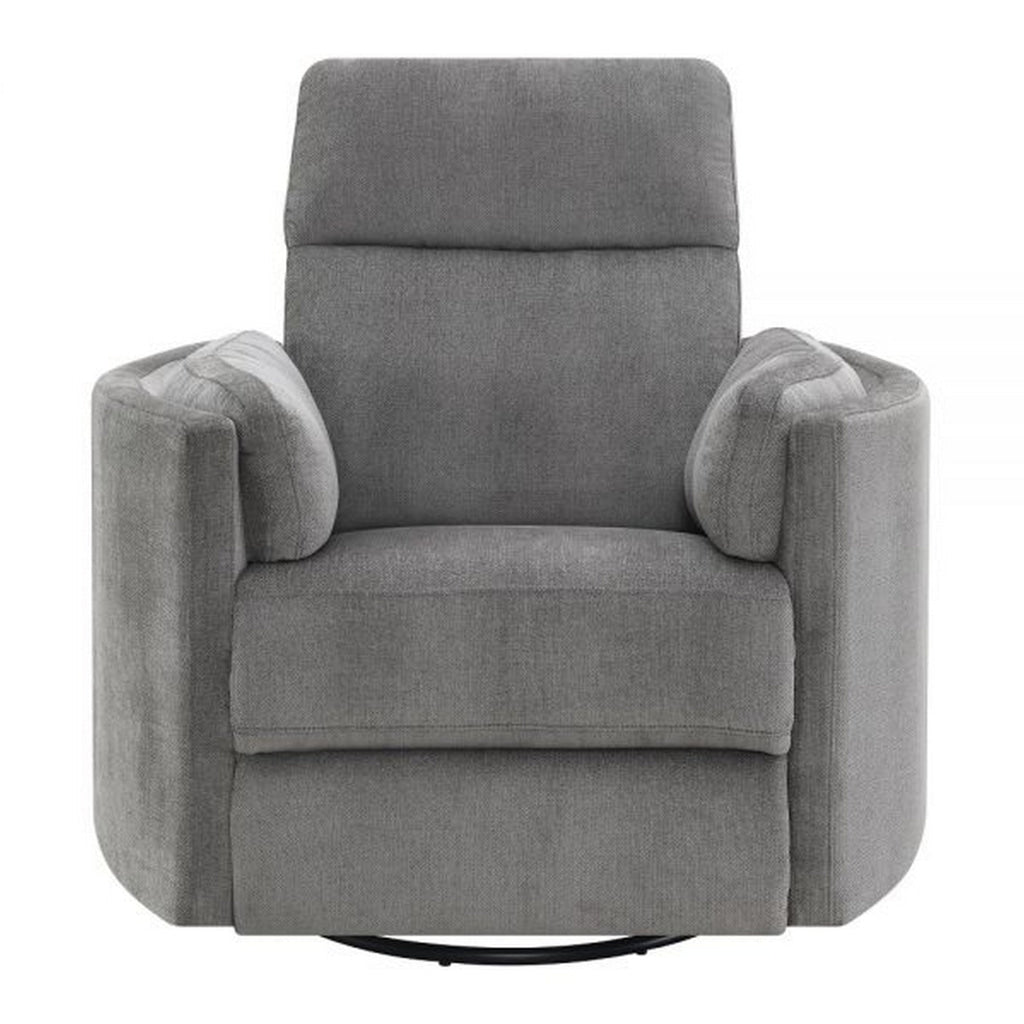 Sage 37 Inch Manual Recliner with Swivel Chenille Upholstery Charcoal By Casagear Home BM309452