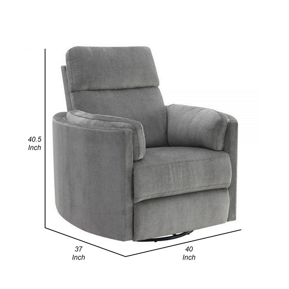 Sage 37 Inch Manual Recliner with Swivel Chenille Upholstery Charcoal By Casagear Home BM309452