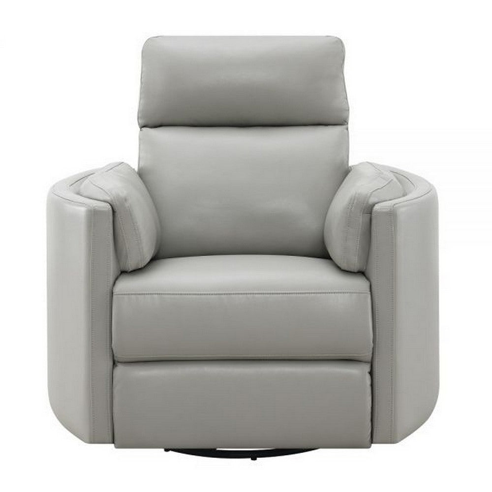 Sage 37 Inch Manual Recliner with Swivel Chenille Upholstery Smooth Gray By Casagear Home BM309453