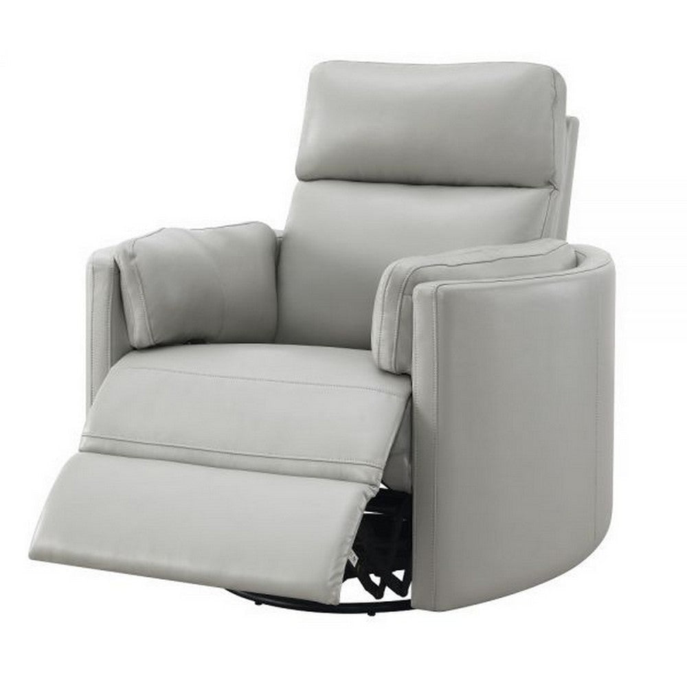 Sage 37 Inch Manual Recliner with Swivel Chenille Upholstery Smooth Gray By Casagear Home BM309453