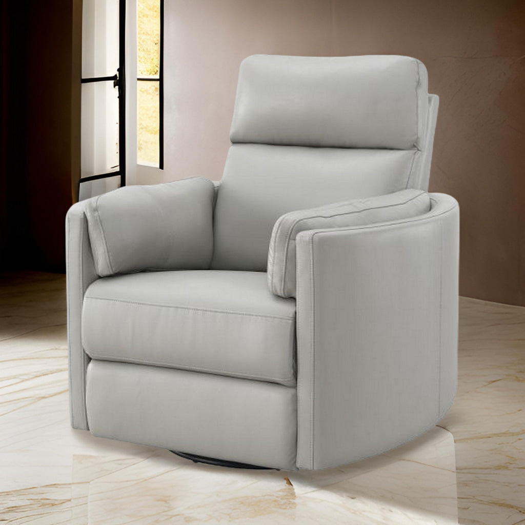 Sage 37 Inch Manual Recliner with Swivel Chenille Upholstery Smooth Gray By Casagear Home BM309453