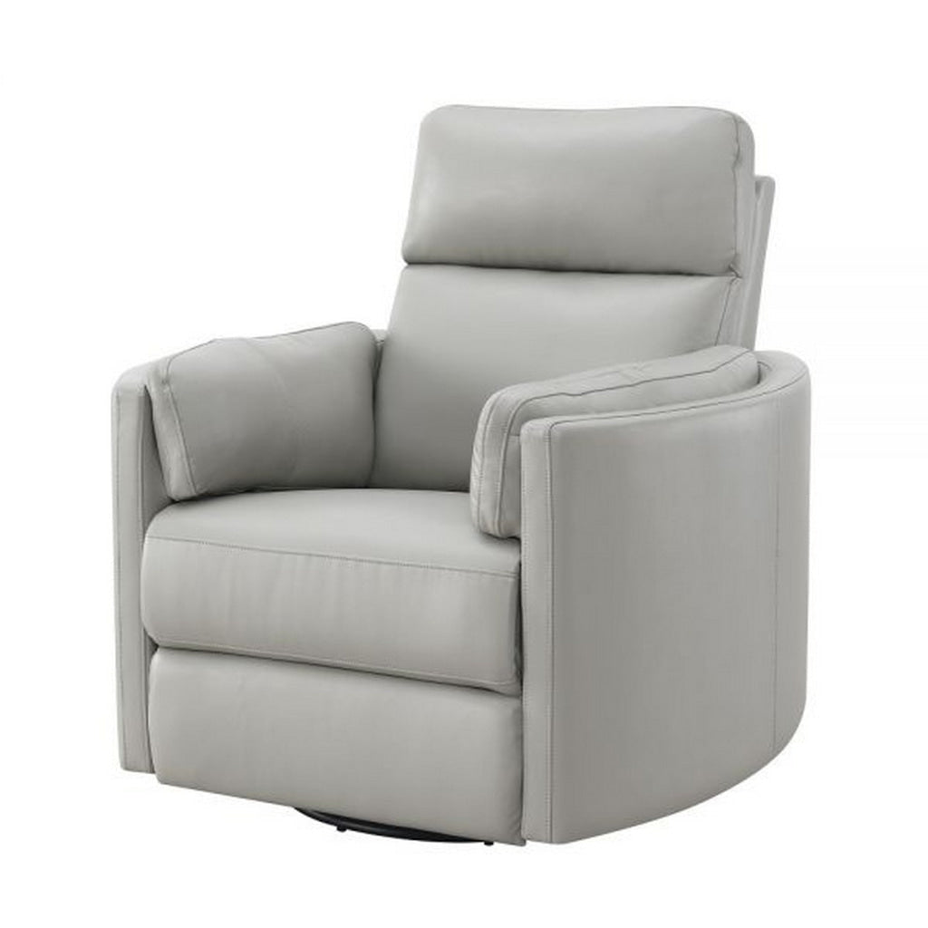 Sage 37 Inch Manual Recliner with Swivel Chenille Upholstery Smooth Gray By Casagear Home BM309453