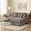 84 Inch Sectional Sofa, 6 Pillows, L Shape, Corduroy Upholstery, Gray By Casagear Home