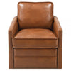 Roco 34 Inch Accent Chair with Swivel Faux Leather Upholstery Brown By Casagear Home BM309456