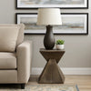 17 Inch Accent Table, Heavy-Duty Durability Cement, Weathered Oak Brown By Casagear Home