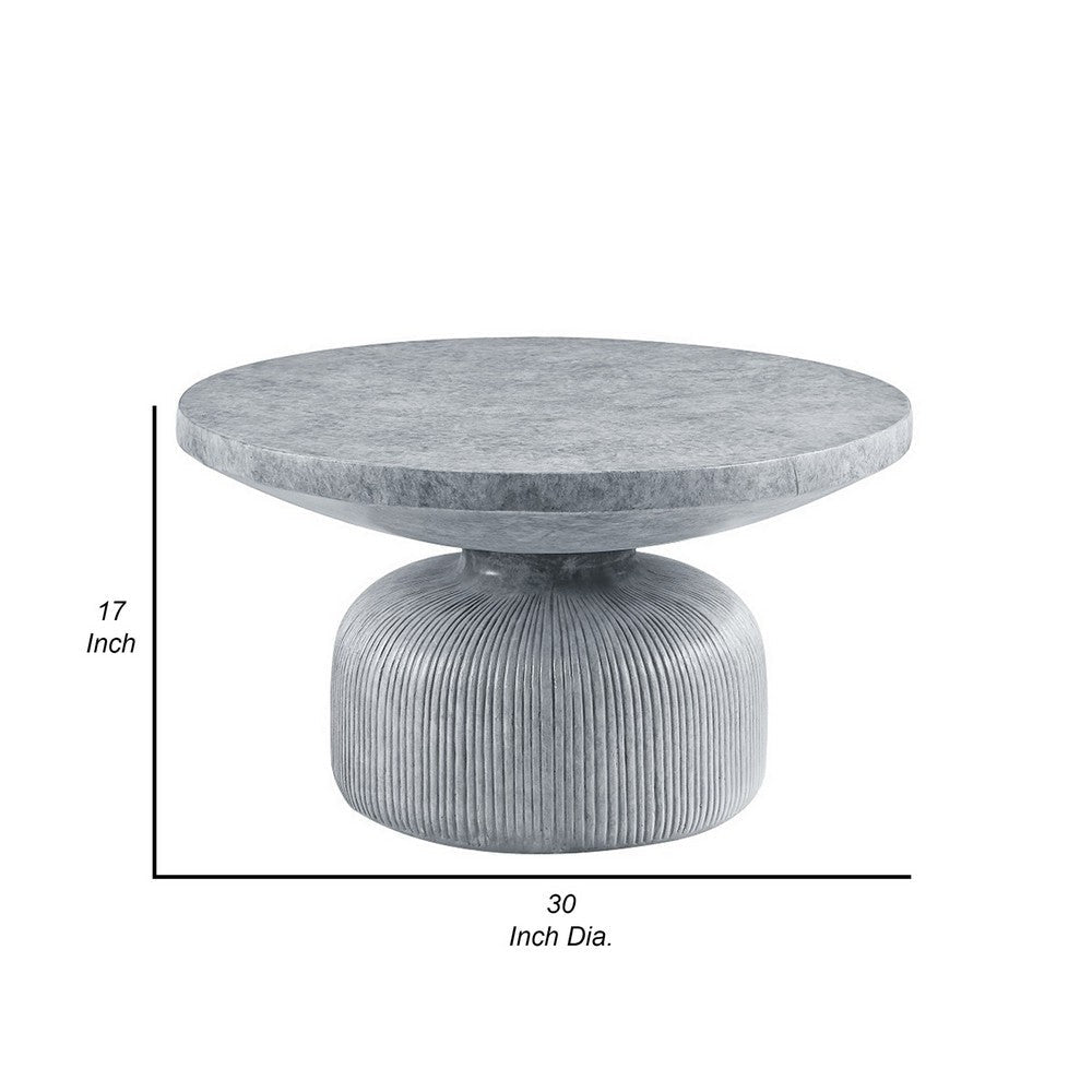 Lylie 30 Inch Coffee Table Round Naturalistic Design Gray Durable Cement By Casagear Home BM309460