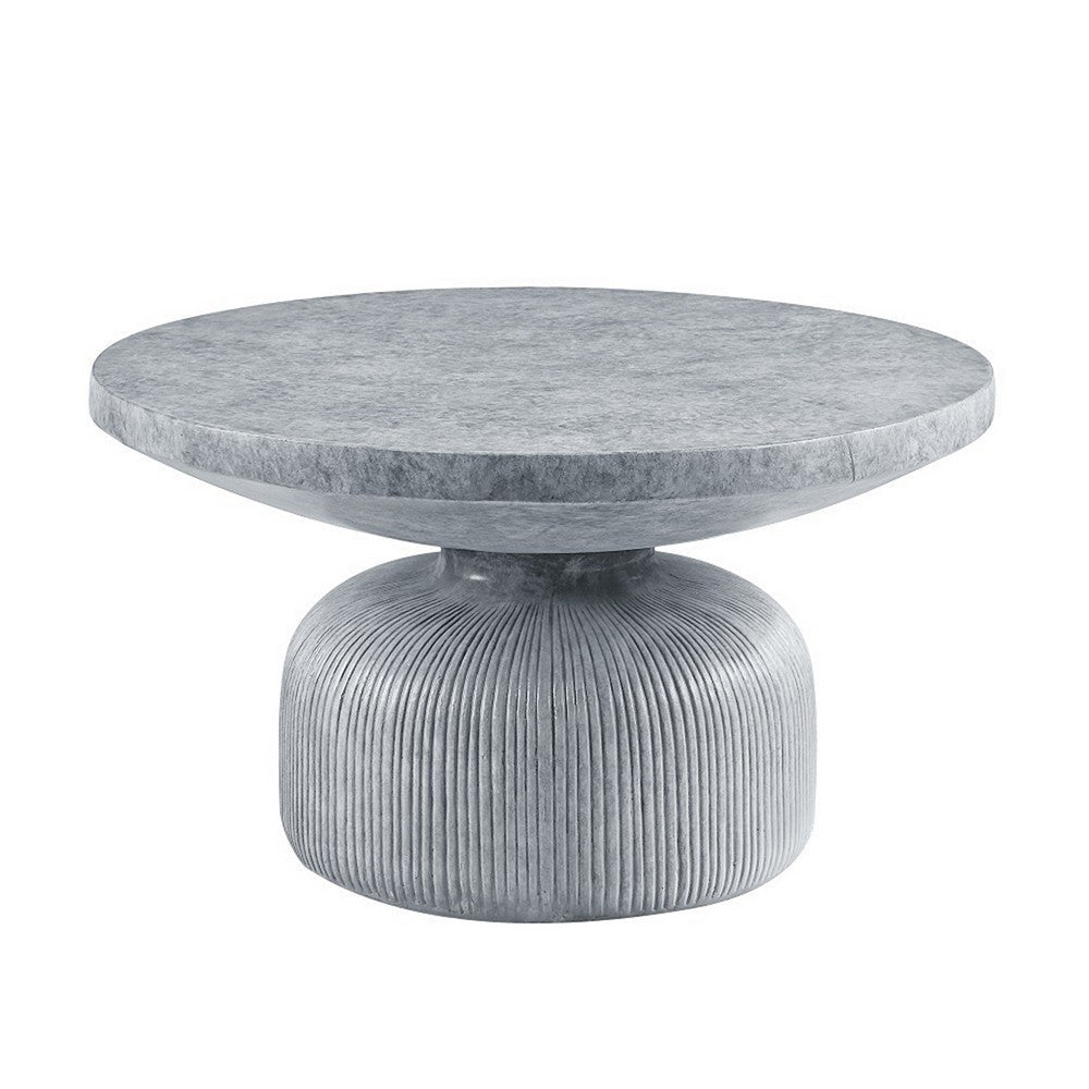 Lylie 30 Inch Coffee Table Round Naturalistic Design Gray Durable Cement By Casagear Home BM309460