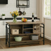 59 Inch Kitchen Island with 2 Shelves, Industrial Antique Oak Brown, Gray By Casagear Home