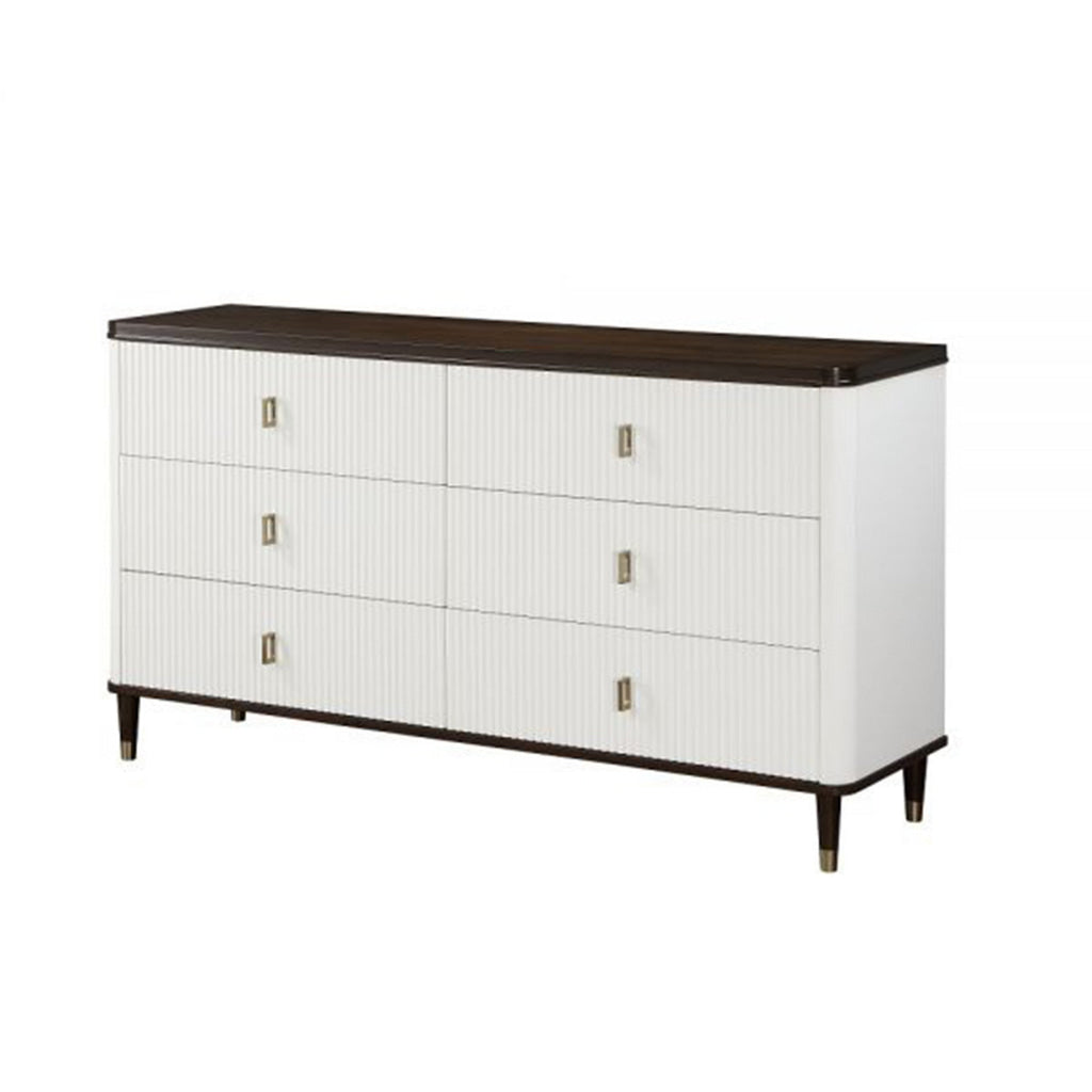 Aren 67 Inch Wide Dresser Chest Jewelry Tray 6 Drawers Solid Wood White By Casagear Home BM309466