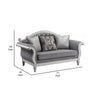 Fil 71 Inch Loveseat with 3 Pillows Fabric Upholstery Poplar Wood Gray By Casagear Home BM309469