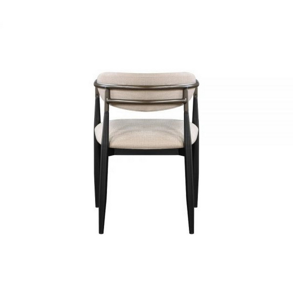 Jerry 23 Inch Dining Chair Set of 2 Fabric Upholstered Beige and Black By Casagear Home BM309472