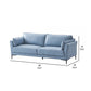 Miles 89 Inch Sofa with Padded Armrest Genuine Leather Light Blue Black By Casagear Home BM309479