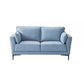 Miles 68 Inch Loveseat with Padded Armrest Genuine Leather Blue and Black By Casagear Home BM309480