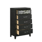 Kira 50 Inch Tall Dresser Chest 5 Dovetail Drawers Black Rubberwood By Casagear Home BM309484