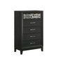 Kira 50 Inch Tall Dresser Chest 5 Dovetail Drawers Black Rubberwood By Casagear Home BM309484