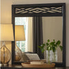 Kira 22 x 40 Dresser Mirror, Geometric Design, Rubberwood, Black Finish By Casagear Home