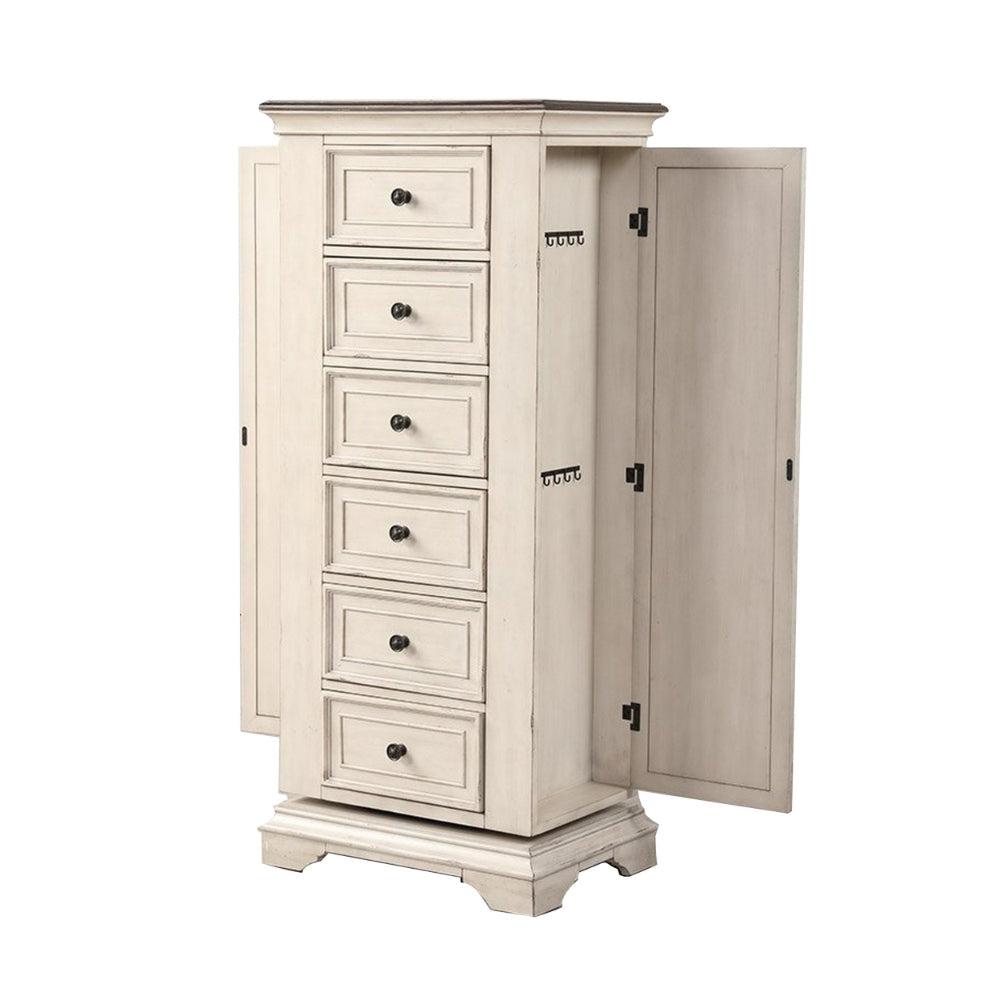 Maia 64 Inch Tall Swivel Dresser Chest Mirror Velvet Lined Drawers White By Casagear Home BM309487