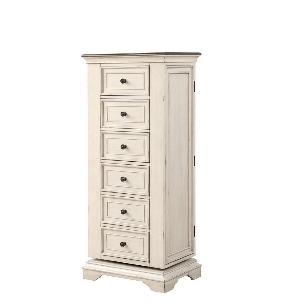 Maia 64 Inch Tall Swivel Dresser Chest Mirror Velvet Lined Drawers White By Casagear Home BM309487