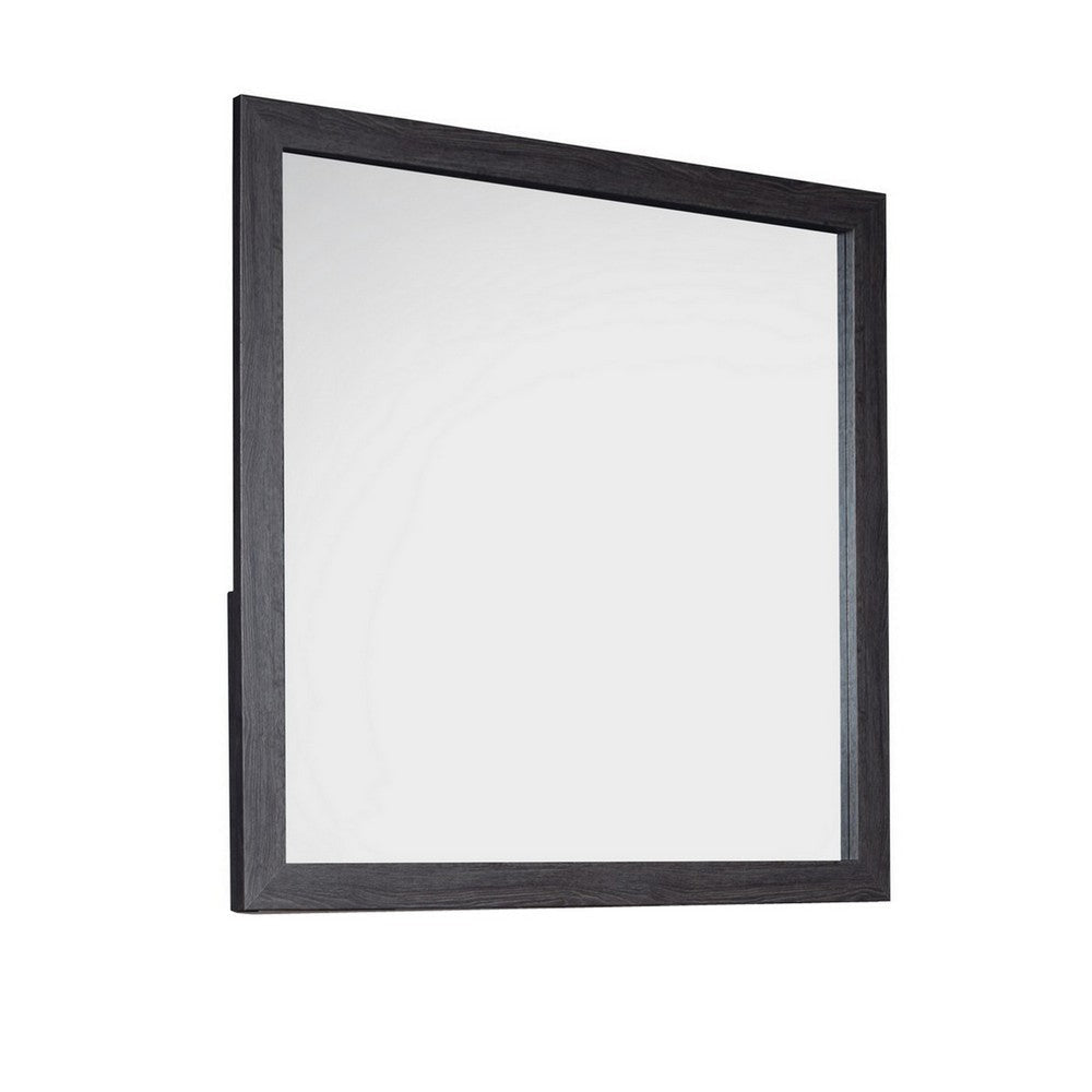 Lala 40 x 40 Inch Dresser Mirror Modern Rectangular Shape Black Finish By Casagear Home BM309492