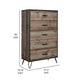Lala 50 Inch Tall Dresser Chest 5 Drawers Black Handles Rustic Brown By Casagear Home BM309493