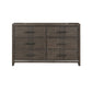 Wali 62 Inch Dresser 6 Drawer Black Handles Modern Walnut Brown Finish By Casagear Home BM309494