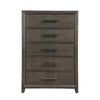 Wali 51 Inch Tall Dresser Chest 5 Drawer Black Handles Walnut Brown By Casagear Home BM309495