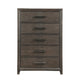 Wali 51 Inch Tall Dresser Chest 5 Drawer Black Handles Walnut Brown By Casagear Home BM309495