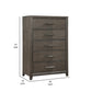 Wali 51 Inch Tall Dresser Chest 5 Drawer Black Handles Walnut Brown By Casagear Home BM309495