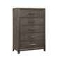 Wali 51 Inch Tall Dresser Chest 5 Drawer Black Handles Walnut Brown By Casagear Home BM309495