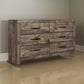 Ent 59 Inch Dresser 6 Drawers with Black Handles Greige Brown Finish By Casagear Home BM309497