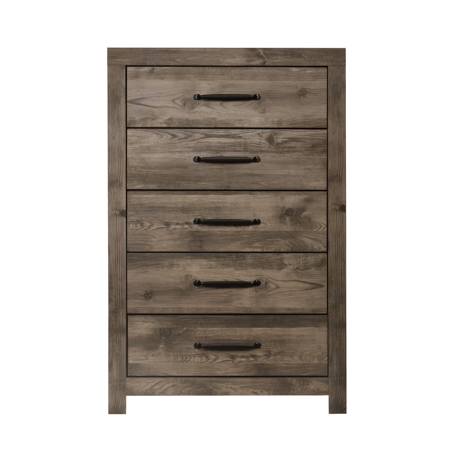 Ent 49 Inch Tall Dresser Chest 5 Drawers with Black Handles Greige Brown By Casagear Home BM309498