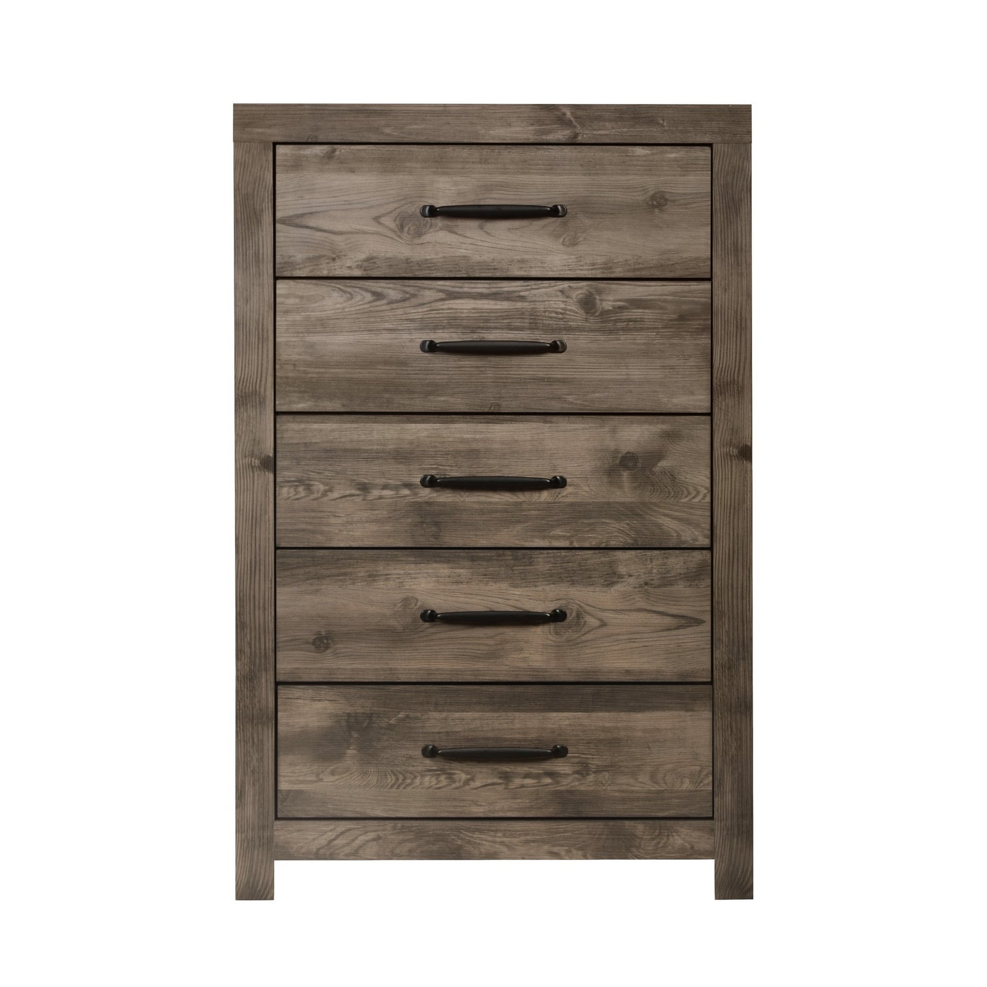 Ent 49 Inch Tall Dresser Chest 5 Drawers with Black Handles Greige Brown By Casagear Home BM309498