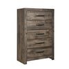 Ent 49 Inch Tall Dresser Chest 5 Drawers with Black Handles Greige Brown By Casagear Home BM309498