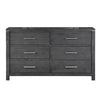 Tal 62 Inch Dresser 6 Drawers with Chrome Handles Charcoal Gray Finish By Casagear Home BM309500