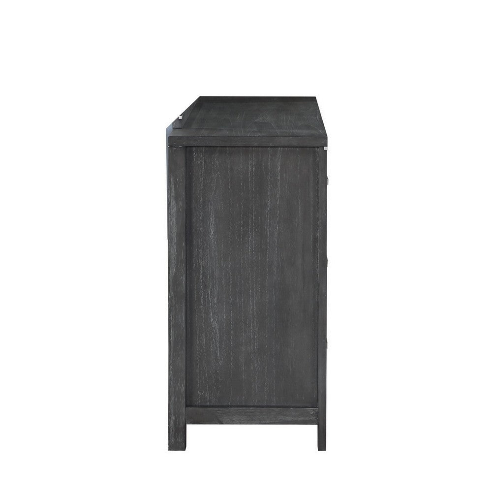 Tal 62 Inch Dresser 6 Drawers with Chrome Handles Charcoal Gray Finish By Casagear Home BM309500