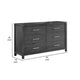 Tal 62 Inch Dresser 6 Drawers with Chrome Handles Charcoal Gray Finish By Casagear Home BM309500