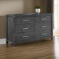 Tal 62 Inch Dresser 6 Drawers with Chrome Handles Charcoal Gray Finish By Casagear Home BM309500