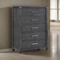 Tal 52 Inch Tall Dresser Chest 5 Drawers Chrome Handles Charcoal Gray By Casagear Home BM309501