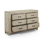 Alo 61 Inch Dresser 6 Drawers with Metal Handles Rustic White Finish By Casagear Home BM309505