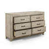 Alo 61 Inch Dresser 6 Drawers with Metal Handles Rustic White Finish By Casagear Home BM309505