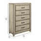 Alo 51 Inch Tall Dresser Chest 5 Drawers Metal Handles Rustic White By Casagear Home BM309506