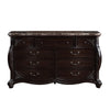 Faya 68 Inch Wide Dresser 9 Drawers Marble Top Carved Walnut Brown Wood By Casagear Home BM309507