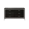 Sami 58 Inch Wide Dresser 6 Drawers Mirror Trim Embossed Texture Black By Casagear Home BM309511