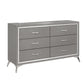 Sami 58 Inch Wide Dresser 6 Drawers Mirror Trim Embossed Texture Gray By Casagear Home BM309512