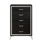 Sami 49 Inch Tall Dresser 5 Drawers Mirror Trim Embossed Texture Black By Casagear Home BM309513