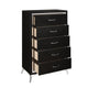 Sami 49 Inch Tall Dresser 5 Drawers Mirror Trim Embossed Texture Black By Casagear Home BM309513